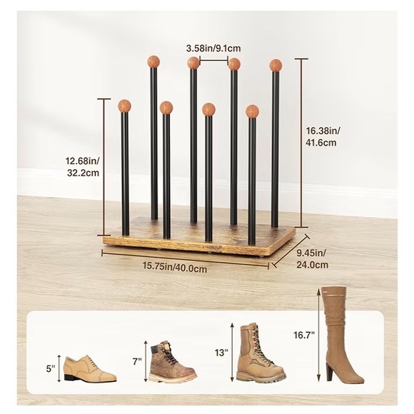 pickpiff Cedar Ball End Boot Rack 4-Pair Shoe Organizer. NEW - Picture 3 of 9